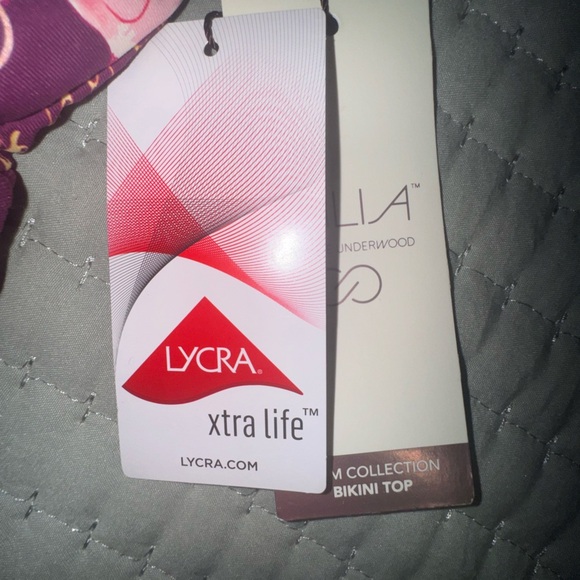 Celaia cross back bathing suit top. Autumn floral purple. Size Medium. NWT - Picture 8 of 11